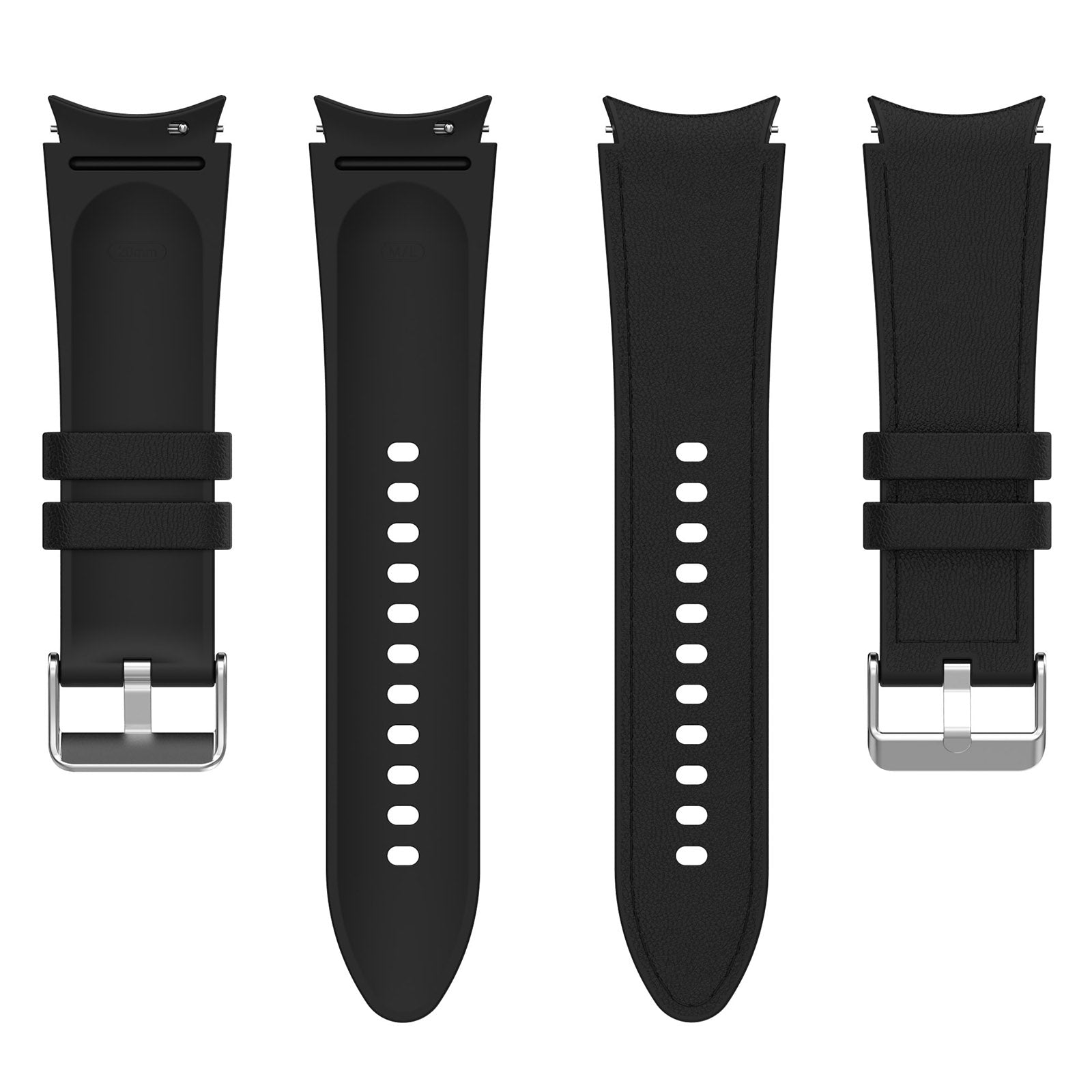 SGW Watch Band for Samsung Galaxy Watch6 Watch6 Classic Watch 5 Watch 5 Pro Watch4 Watch4 Classic PU Leather Coated Silicone Wrist Strap with Silver Buckle SGW Watch Band for Samsung Galaxy Watch6 Watch6 Classic Watch 5 Watch 5 Pro Watch4 Watch4 Classic PU Leather Coated Silicone Wrist Strap with Silver Buckle